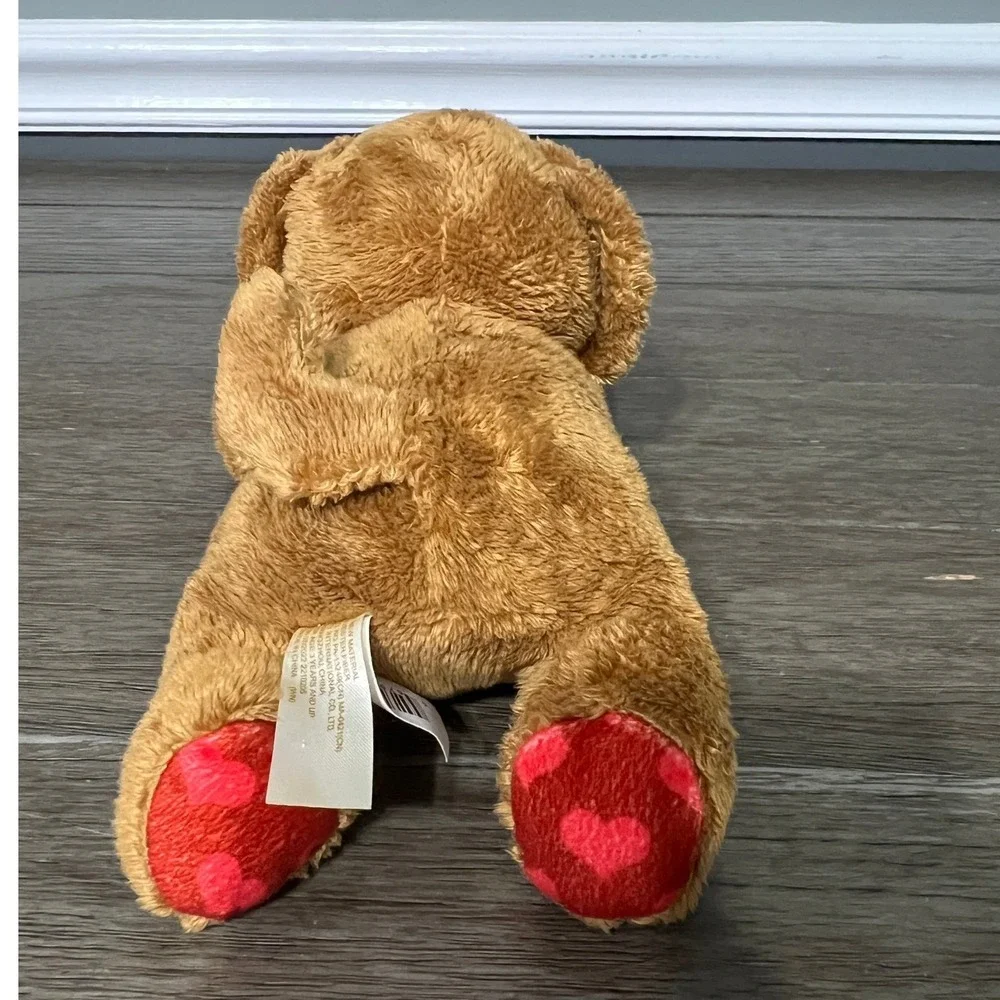 Brown Puppy Dog Plush Stuffed Animal‎ Valentine Heart Feet Kids Toy - Picture 3 of 5